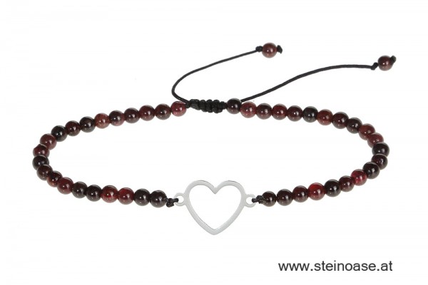 Armband Granat & Herz